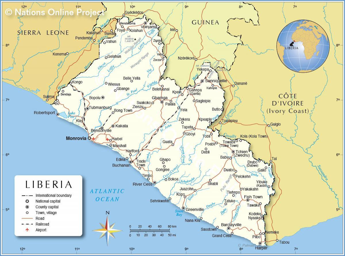 kart Liberiyada Qərbi Afrikada