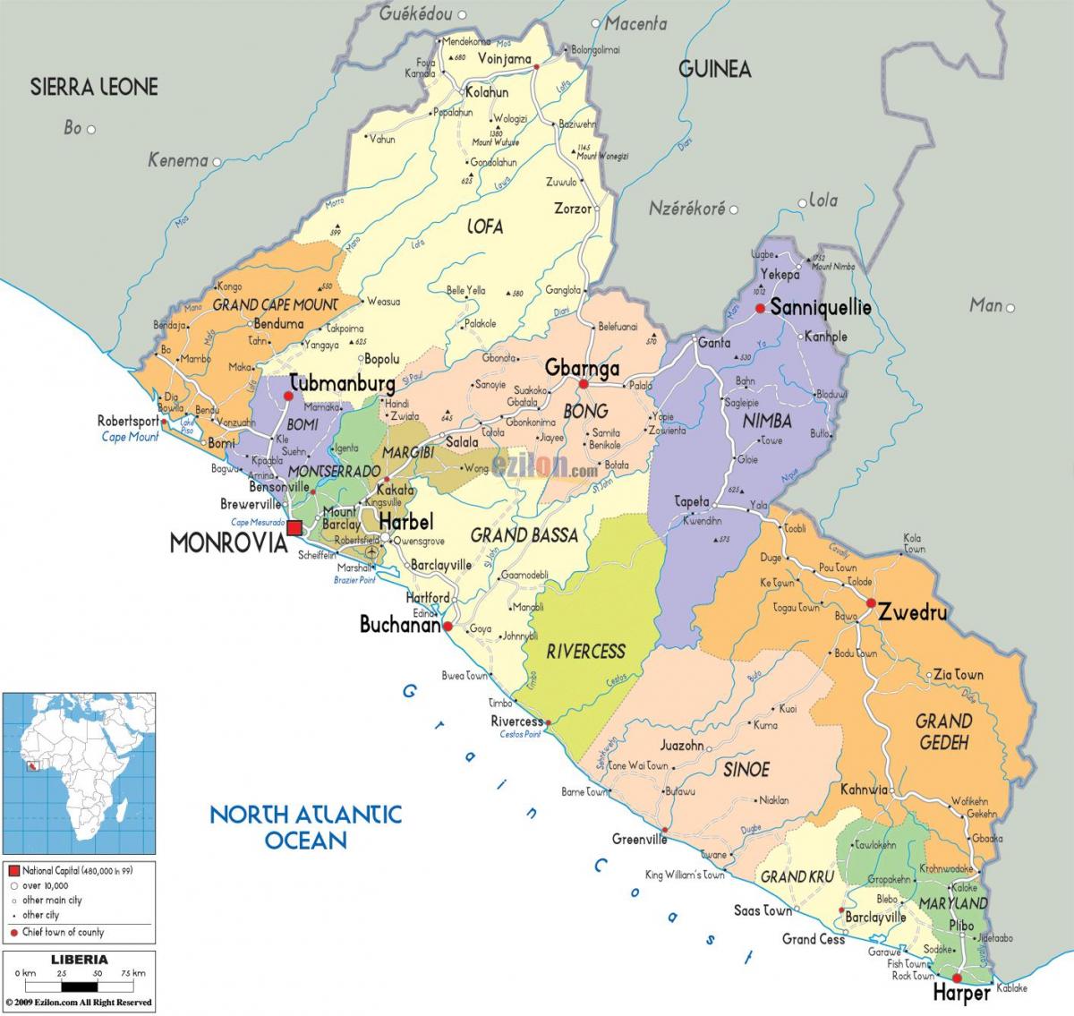 siyasi xəritəsi Liberiyada